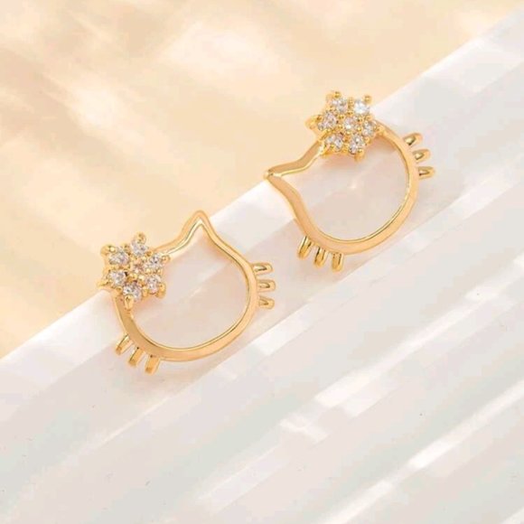 Hello Kitty Jewelry - Hello Kitty Gold Tone Stud Earrings